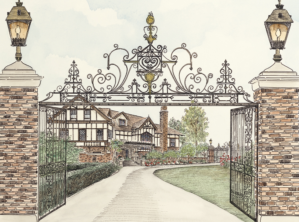 59th Pasadena Showcase House of Design -  Potter Daniels House 
Watercolor  by Lynn Van Dam Cooper 
